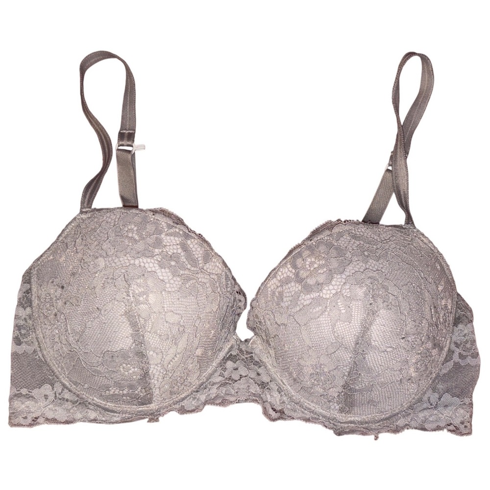 SO Intimates Women White Lace Padded Push Up Underwire Bra, Size 34D